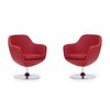 Manhattan Comfort Caisson Faux Leather Swivel Accent Chair in Red and Polished Chrome (Set of 2) 2-AC028-RD